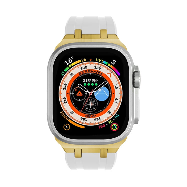 AP Silicone Watch Band For Apple Watch 8 45mm(Gold White) - Watch Bands by PMC TechLife | Online Shopping South Africa | PMC TechLife