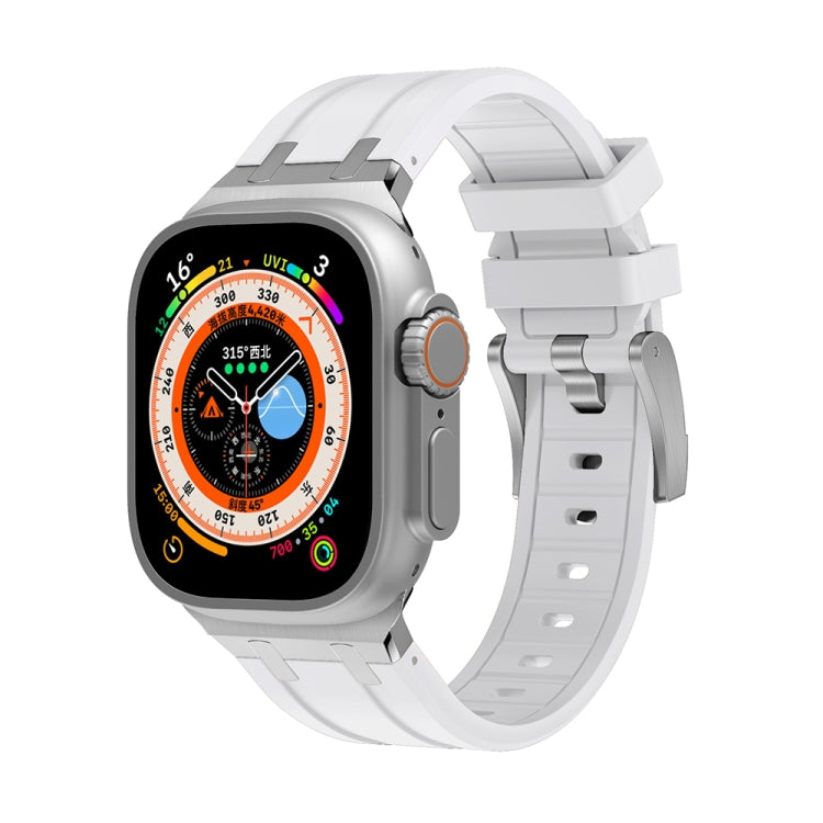 AP Silicone Watch Band For Apple Watch 8 45mm(Silver White) - Watch Bands by PMC TechLife | Online Shopping South Africa | PMC TechLife