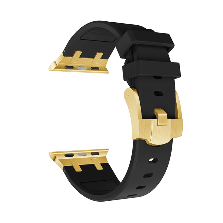 AP Silicone Watch Band For Apple Watch 7 45mm(Gold Black) - Watch Bands by PMC TechLife | Online Shopping South Africa | PMC TechLife