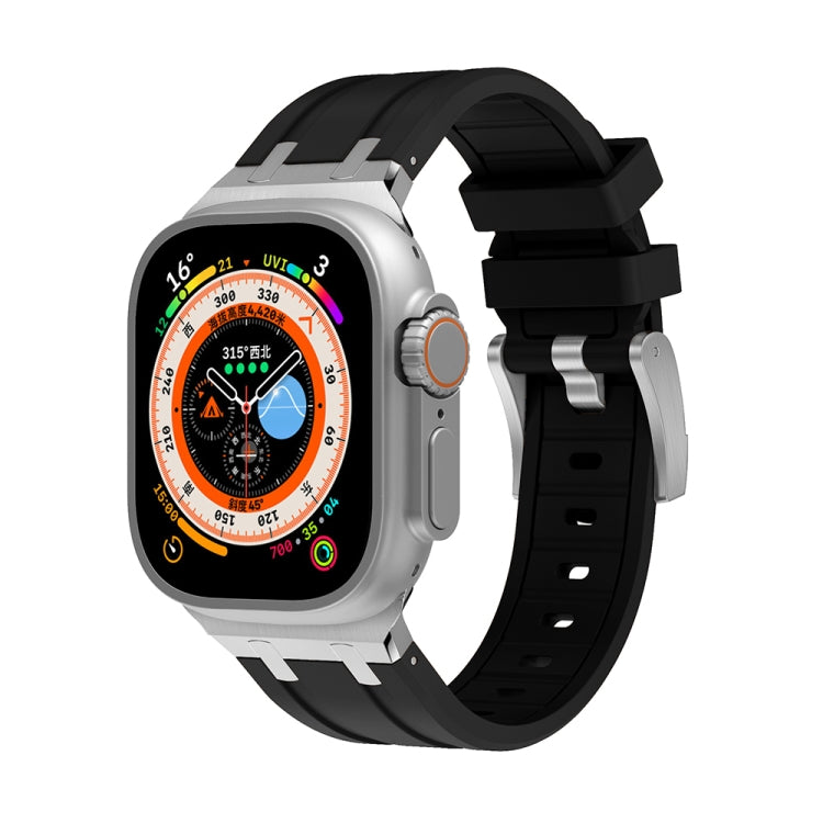 AP Silicone Watch Band For Apple Watch SE 2022 40mm(Silver Black) - Watch Bands by PMC TechLife | Online Shopping South Africa | PMC TechLife