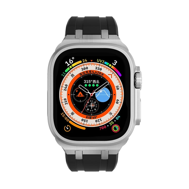 AP Silicone Watch Band For Apple Watch SE 2022 40mm(Silver Black) - Watch Bands by PMC TechLife | Online Shopping South Africa | PMC TechLife
