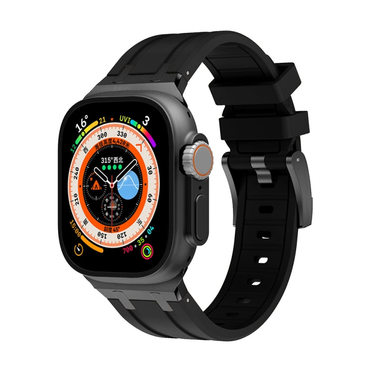 AP Silicone Watch Band For Apple Watch SE 2022 44mm(Black Black) - Watch Bands by PMC TechLife | Online Shopping South Africa | PMC TechLife