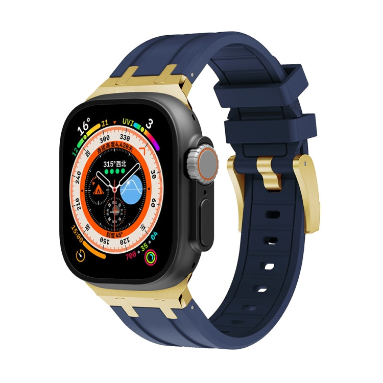AP Silicone Watch Band For Apple Watch SE 2022 44mm(Gold Blue) - Watch Bands by PMC TechLife | Online Shopping South Africa | PMC TechLife
