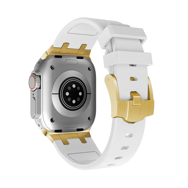 AP Silicone Watch Band For Apple Watch SE 2022 44mm(Gold White) - Watch Bands by PMC TechLife | Online Shopping South Africa | PMC TechLife