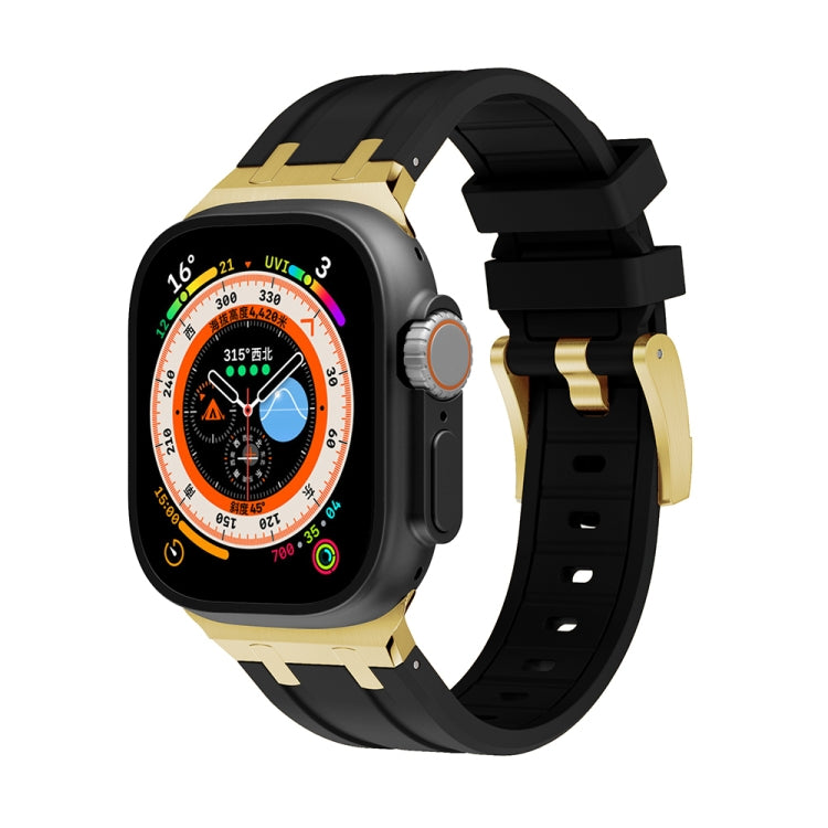 AP Silicone Watch Band For Apple Watch SE 44mm(Gold Black) - Watch Bands by PMC TechLife | Online Shopping South Africa | PMC TechLife
