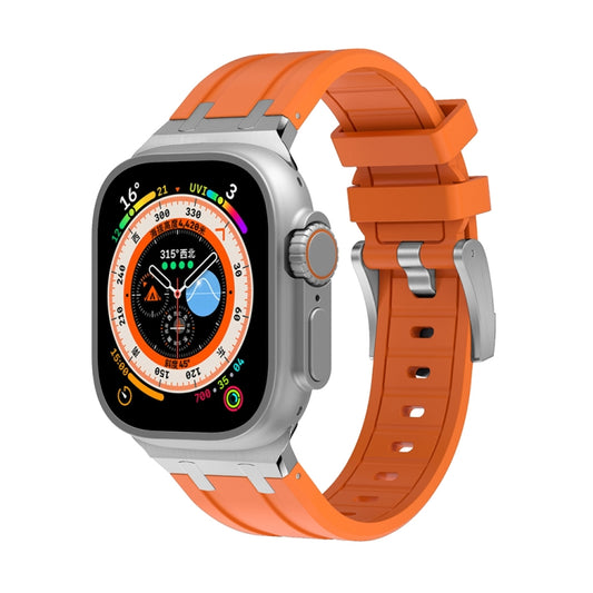 AP Silicone Watch Band For Apple Watch SE 44mm(Silver Orange) - Watch Bands by PMC Jewellery | Online Shopping South Africa | PMC Jewellery