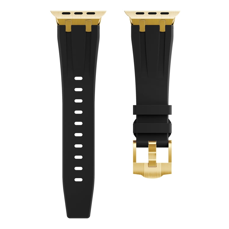 AP Silicone Watch Band For Apple Watch 38mm(Gold Black) - Watch Bands by PMC TechLife | Online Shopping South Africa | PMC TechLife