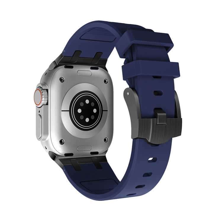 AP Silicone Watch Band For Apple Watch 38mm(Black Blue) - Watch Bands by PMC TechLife | Online Shopping South Africa | PMC TechLife