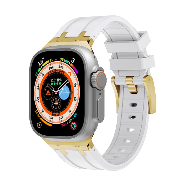 AP Silicone Watch Band For Apple Watch SE 2023 44mm(Gold White) - Watch Bands by PMC TechLife | Online Shopping South Africa | PMC TechLife