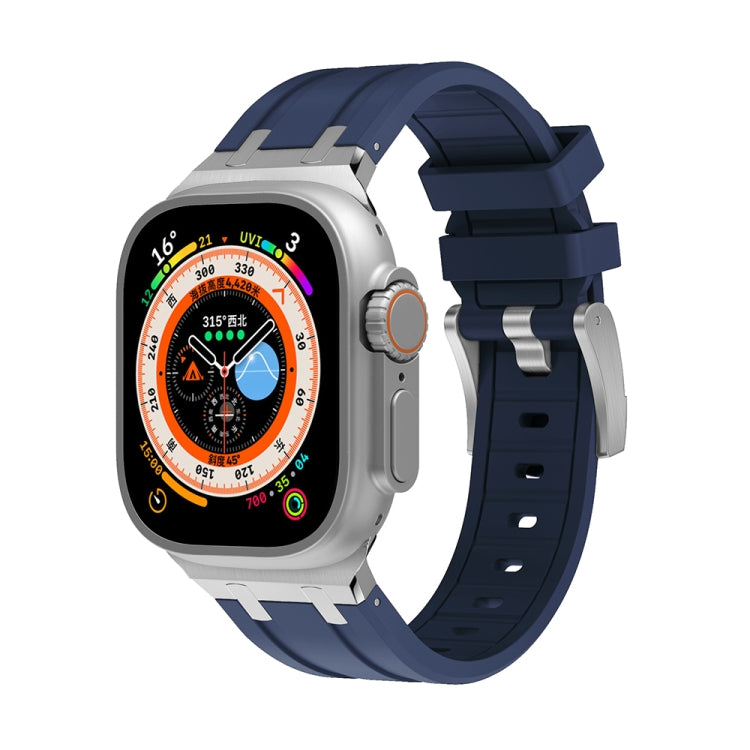AP Silicone Watch Band For Apple Watch 9 45mm(Silver Blue) - Watch Bands by PMC TechLife | Online Shopping South Africa | PMC TechLife