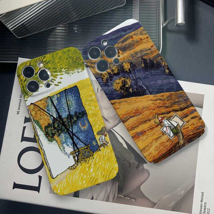 For iPhone 14 Precise Hole Oil Painting Pattern PC Phone Case(Handcart) - iPhone 14 Cases by PMC Jewellery | Online Shopping South Africa | PMC Jewellery