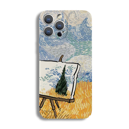 For iPhone 14 Precise Hole Oil Painting Pattern PC Phone Case(Landscape Painting) - iPhone 14 Cases by PMC Jewellery | Online Shopping South Africa | PMC Jewellery