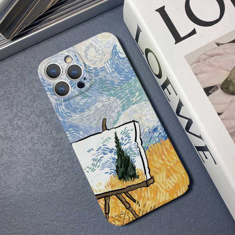 For iPhone 14 Pro Max Precise Hole Oil Painting Pattern PC Phone Case(Landscape Painting) - iPhone 14 Pro Max Cases by PMC Jewellery | Online Shopping South Africa | PMC Jewellery