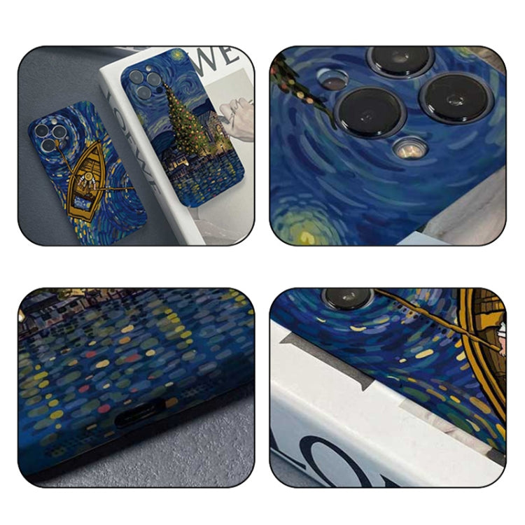 For iPhone 13 mini Precise Hole Oil Painting Pattern PC Phone Case(Boating) - iPhone 13 mini Cases by PMC TechLife | Online Shopping South Africa | PMC TechLife