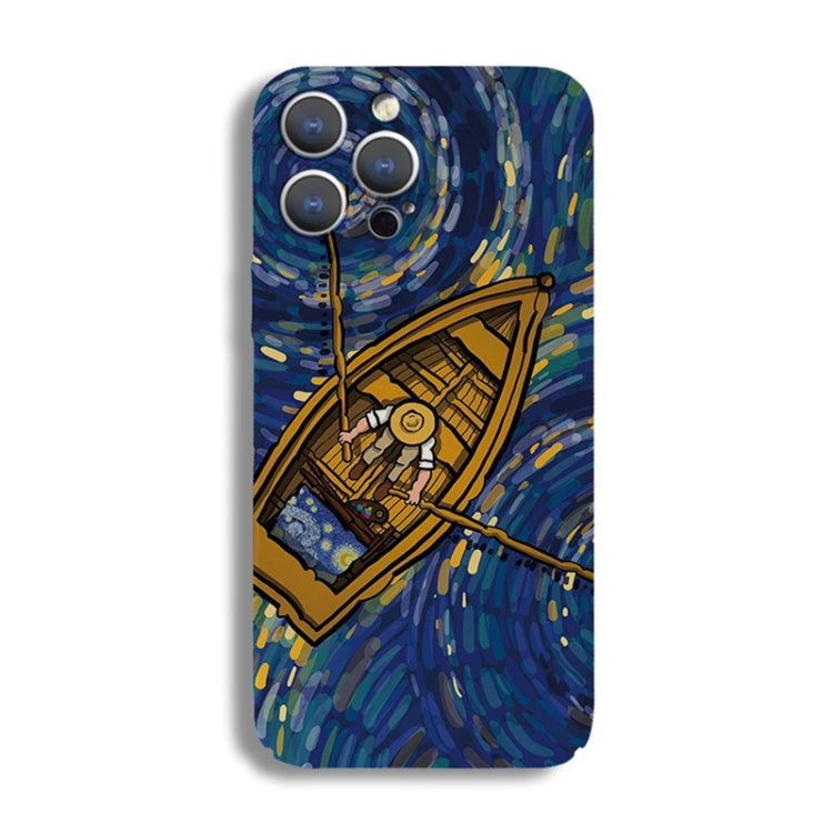 For iPhone 13 Pro Max Precise Hole Oil Painting Pattern PC Phone Case(Boating) - iPhone 13 Pro Max Cases by PMC TechLife | Online Shopping South Africa | PMC TechLife