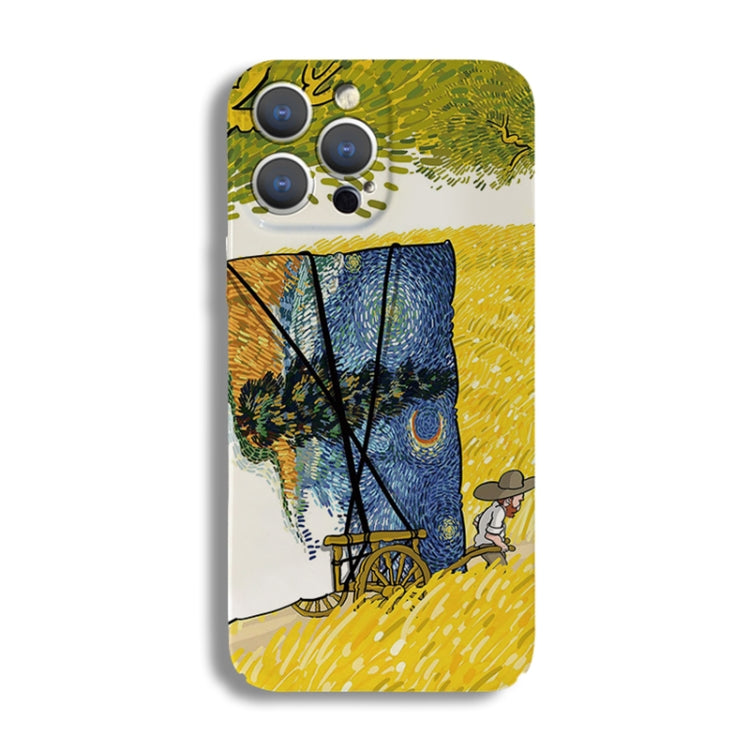 For iPhone 13 Pro Max Precise Hole Oil Painting Pattern PC Phone Case(Handcart) - iPhone 13 Pro Max Cases by PMC TechLife | Online Shopping South Africa | PMC TechLife