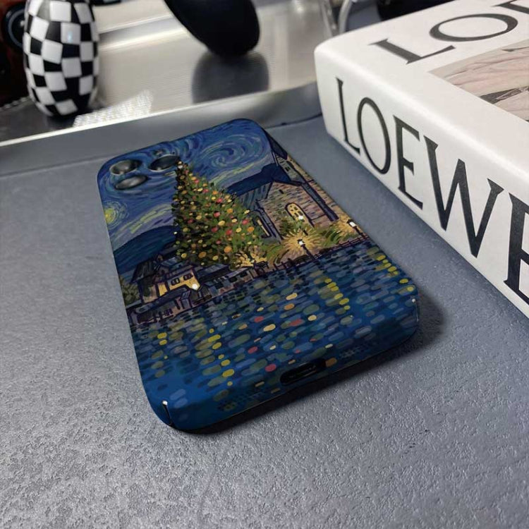 For iPhone 12 mini Precise Hole Oil Painting Pattern PC Phone Case(Boating) - iPhone 12 mini Cases by PMC TechLife | Online Shopping South Africa | PMC TechLife