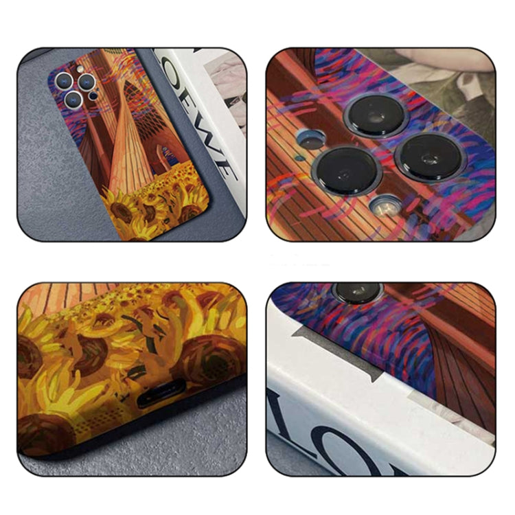 For iPhone 12 Precise Hole Oil Painting Pattern PC Phone Case(Architectural Painting) - iPhone 12 / 12 Pro Cases by PMC Jewellery | Online Shopping South Africa | PMC Jewellery