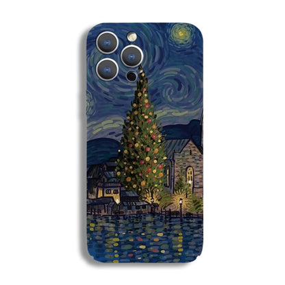 For iPhone 12 Pro Precise Hole Oil Painting Pattern PC Phone Case(Castle) - iPhone 12 / 12 Pro Cases by PMC Jewellery | Online Shopping South Africa | PMC Jewellery