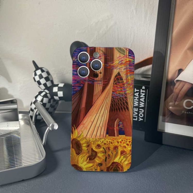For iPhone 12 Pro Precise Hole Oil Painting Pattern PC Phone Case(Architectural Painting) - iPhone 12 / 12 Pro Cases by PMC TechLife | Online Shopping South Africa | PMC TechLife