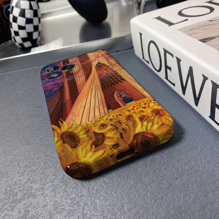 For iPhone 12 Pro Precise Hole Oil Painting Pattern PC Phone Case(Architectural Painting) - iPhone 12 / 12 Pro Cases by PMC TechLife | Online Shopping South Africa | PMC TechLife