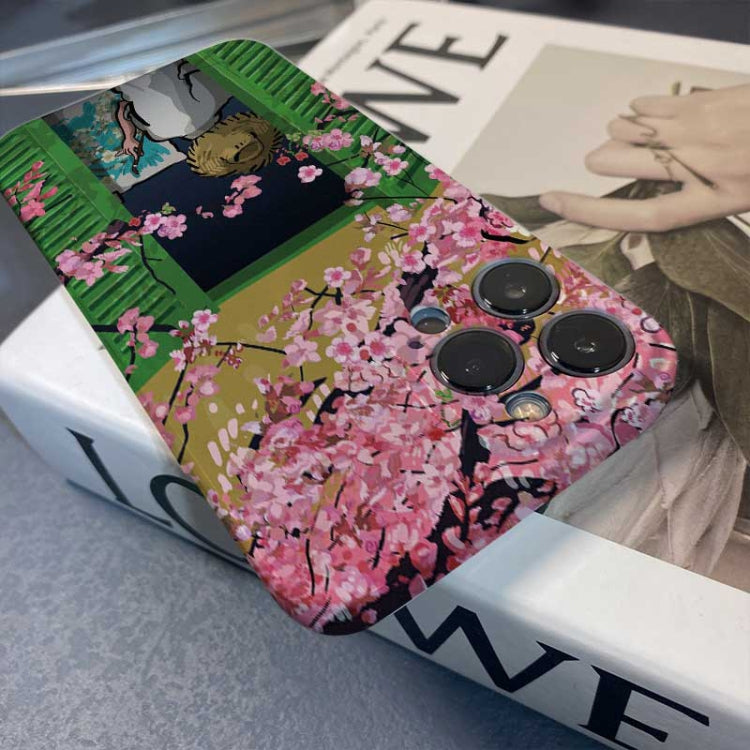 For iPhone 8 Plus / 7 Plus Precise Hole Oil Painting Pattern PC Phone Case(Peach Blossom) - More iPhone Cases by PMC TechLife | Online Shopping South Africa | PMC TechLife