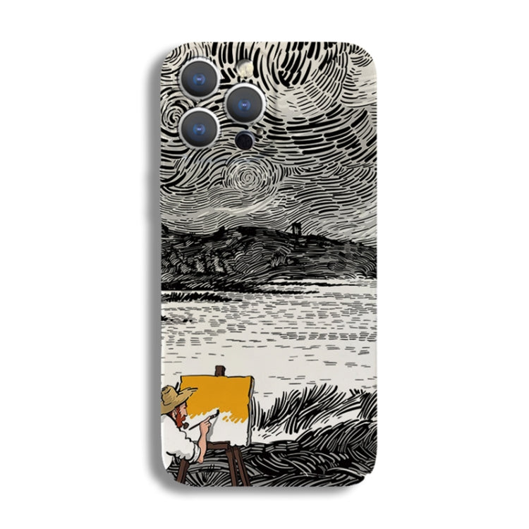 For iPhone X / XS Precise Hole Oil Painting Pattern PC Phone Case(Inkwash) - More iPhone Cases by PMC TechLife | Online Shopping South Africa | PMC TechLife