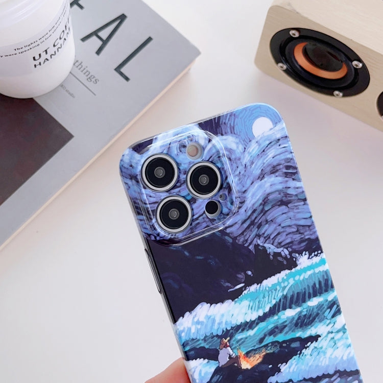 For iPhone 13 Precise Hole Oil Painting Pattern PC Phone Case(Thinker) - iPhone 13 Cases by PMC TechLife | Online Shopping South Africa | PMC TechLife