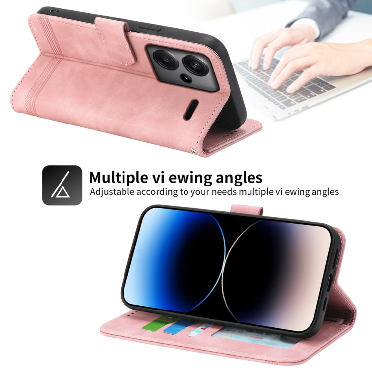 For Xiaomi Redmi Note 13 Pro+ Dierfeng Dream Line TPU + PU Leather Phone Case(Pink) -  by PMC TechLife | Online Shopping South Africa | PMC TechLife | Buy Now Pay Later Mobicred