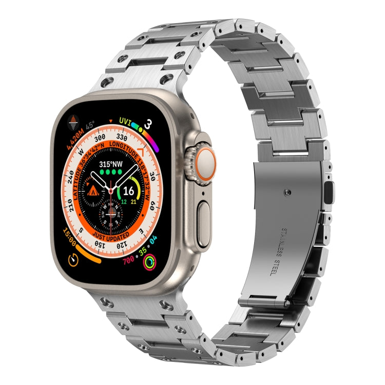 Double Rows Metal Watch Band For Apple Watch 7 45mm(Silver) - Watch Bands by PMC TechLife | Online Shopping South Africa | PMC TechLife