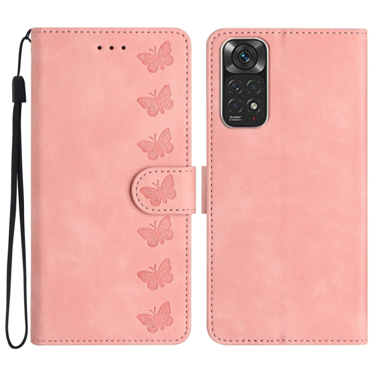 For Xiaomi Redmi Note 11 5G Seven Butterflies Embossed Leather Phone Case(Pink) - free shipping - PMC TechLife - Order now!