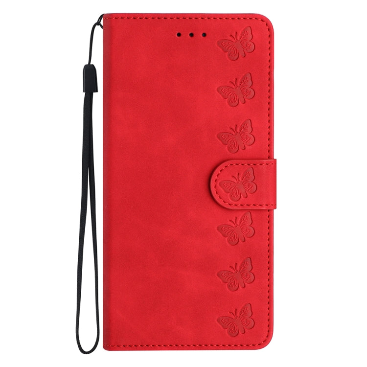For Xiaomi Redmi Note 12 Pro 5G Global Seven Butterflies Embossed Leather Phone Case(Red) - free shipping - PMC TechLife - Order now!