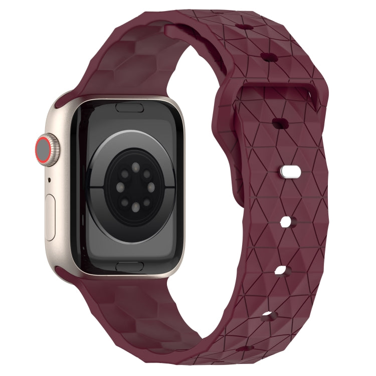 Football Texture Silicone Watch Band For Apple Watch 7 45mm(Wine Red) - Watch Bands by PMC Jewellery | Online Shopping South Africa | PMC Jewellery