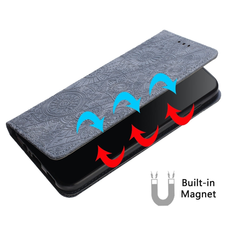For Samsung Galaxy S21 Ultra 5G Ethnic Embossed Adsorption Leather Phone Case(Grey) - free shipping - PMC TechLife - Order now!
