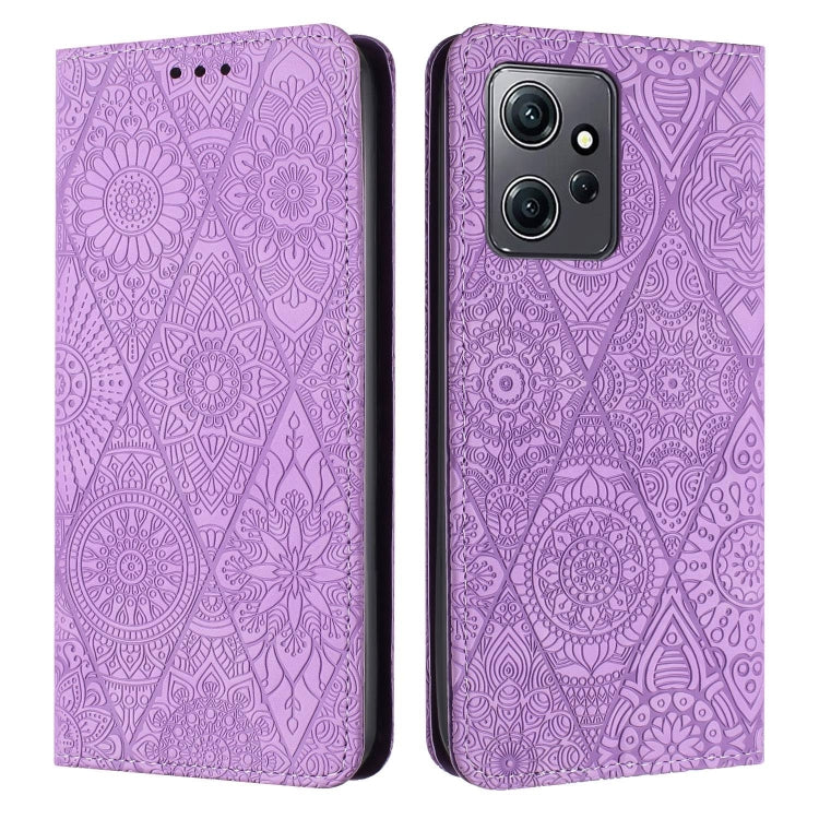 For Redmi Note 12 4G Global Ethnic Embossed Adsorption Leather Phone Case(Purple) - free shipping - PMC TechLife - Order now!