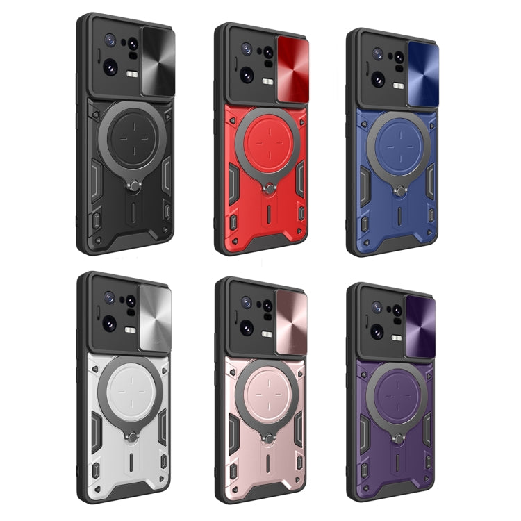 For Xiaomi 13 Pro CD Texture Sliding Camshield Magnetic Holder Phone Case(Pink) - free shipping - PMC TechLife - Order now!