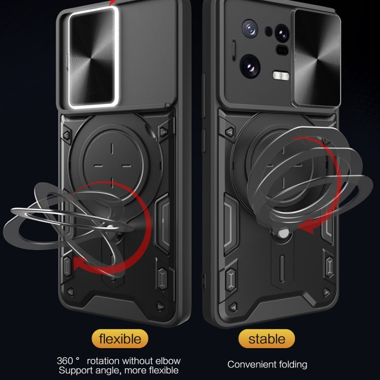 For Xiaomi 13 Pro CD Texture Sliding Camshield Magnetic Holder Phone Case(Silver) - free shipping - PMC TechLife - Order now!