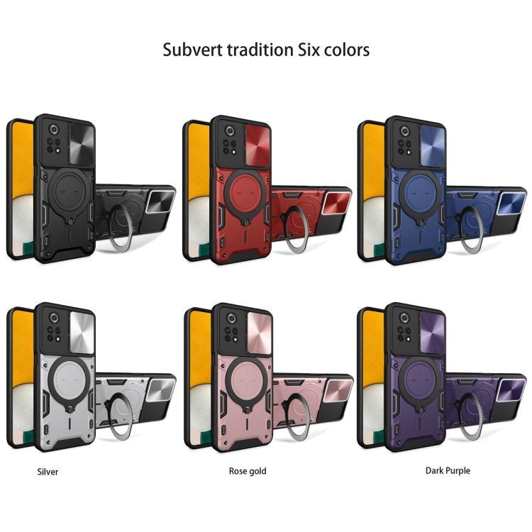 For Xiaomi Poco X4 Pro 5G CD Texture Sliding Camshield Magnetic Holder Phone Case(Pink) - free shipping - PMC TechLife - Order now!