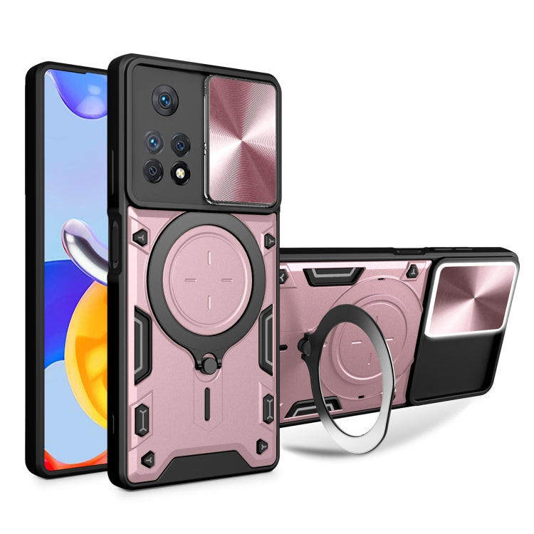 For Xiaomi Redmi Note 11 Pro CD Texture Sliding Camshield Magnetic Holder Phone Case(Pink) - free shipping - PMC TechLife - Order now!