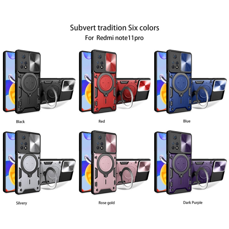 For Xiaomi Redmi Note 11 Pro CD Texture Sliding Camshield Magnetic Holder Phone Case(Red) - free shipping - PMC TechLife - Order now!