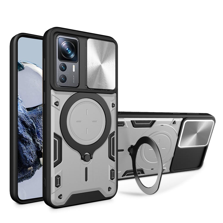 For Xiaomi 12T / 12T Pro CD Texture Sliding Camshield Magnetic Holder Phone Case(Silver) - free shipping - PMC TechLife - Order now!