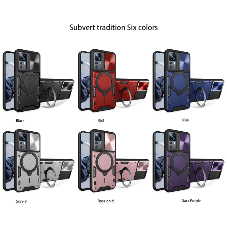 For Xiaomi 12T / 12T Pro CD Texture Sliding Camshield Magnetic Holder Phone Case(Silver) - free shipping - PMC TechLife - Order now!