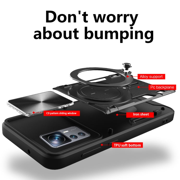 For Xiaomi 12T / 12T Pro CD Texture Sliding Camshield Magnetic Holder Phone Case(Silver) - free shipping - PMC TechLife - Order now!