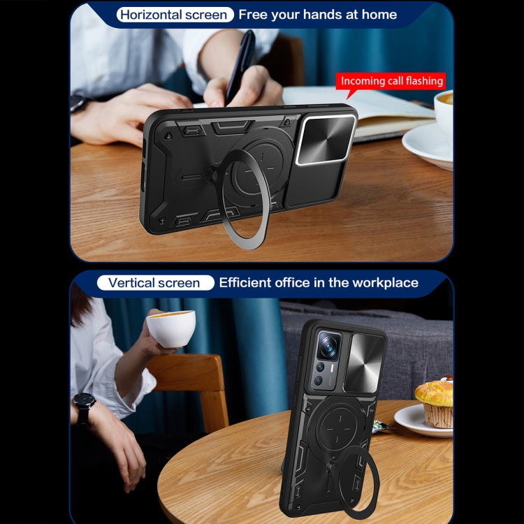 For Xiaomi 12T / 12T Pro CD Texture Sliding Camshield Magnetic Holder Phone Case(Silver) - free shipping - PMC TechLife - Order now!