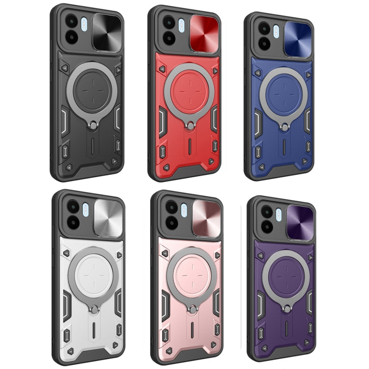 For Xiaomi Redmi A1 4G CD Texture Sliding Camshield Magnetic Holder Phone Case(Silver) - free shipping - PMC TechLife - Order now!