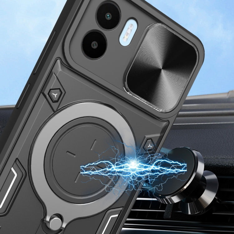 For Xiaomi Redmi A1 4G CD Texture Sliding Camshield Magnetic Holder Phone Case(Silver) - free shipping - PMC TechLife - Order now!