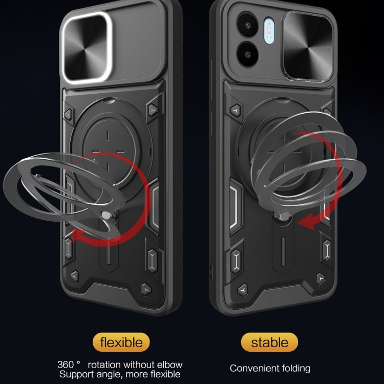 For Xiaomi Redmi A1 4G CD Texture Sliding Camshield Magnetic Holder Phone Case(Silver) - free shipping - PMC TechLife - Order now!