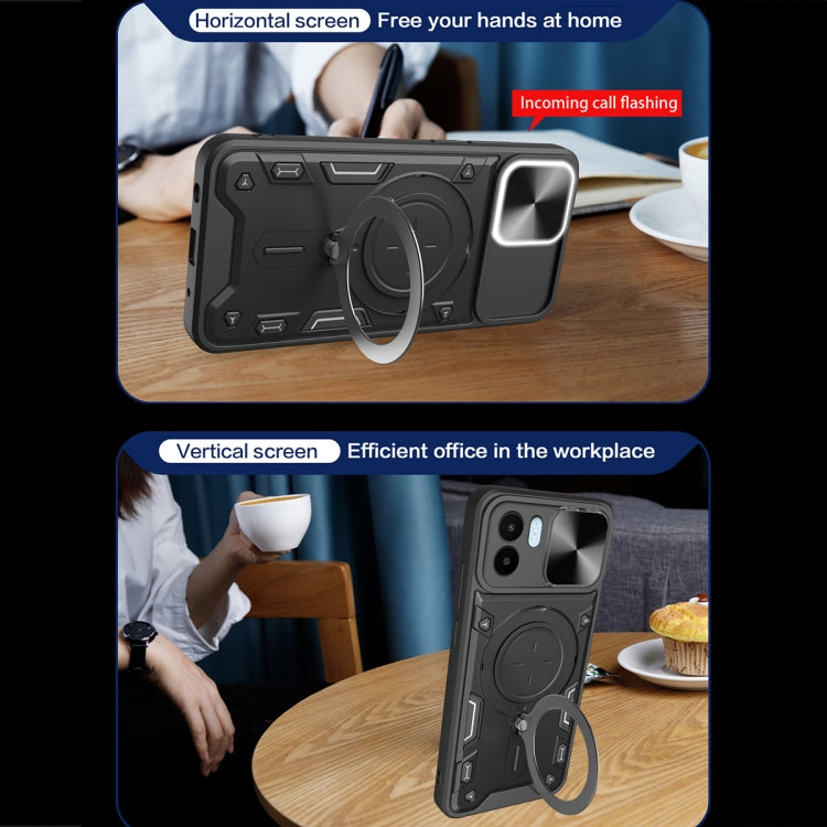 For Xiaomi Redmi A1 4G CD Texture Sliding Camshield Magnetic Holder Phone Case(Silver) - free shipping - PMC TechLife - Order now!