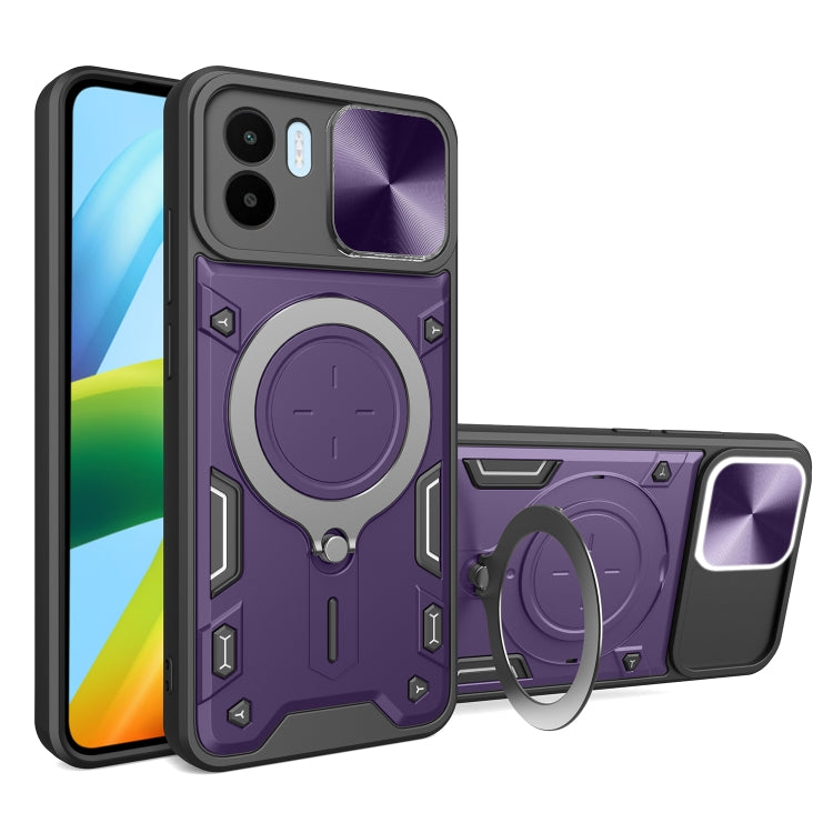 For Xiaomi Redmi A1 4G CD Texture Sliding Camshield Magnetic Holder Phone Case(Purple) - free shipping - PMC TechLife - Order now!