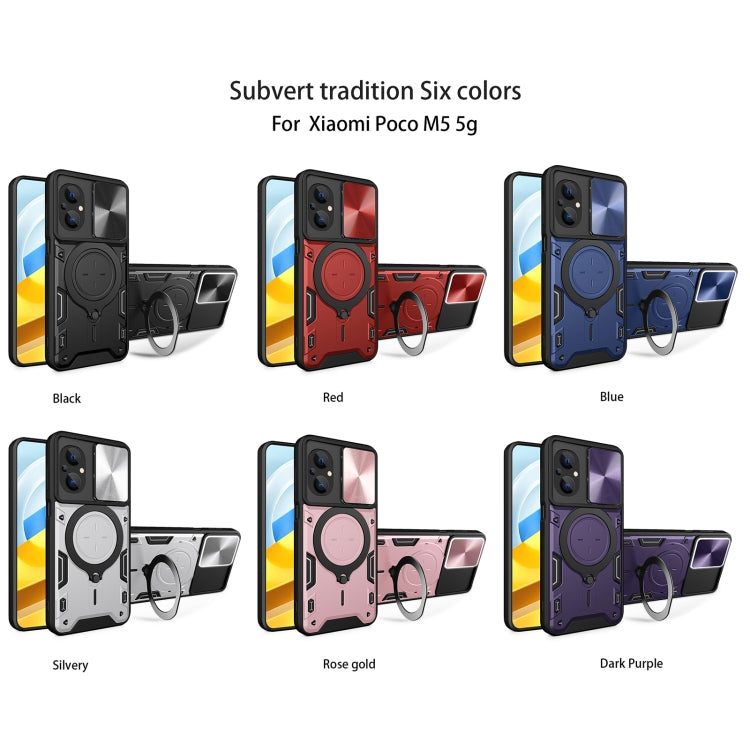 For Xiaomi Poco M5 5G CD Texture Sliding Camshield Magnetic Holder Phone Case(Black) - free shipping - PMC TechLife - Order now!